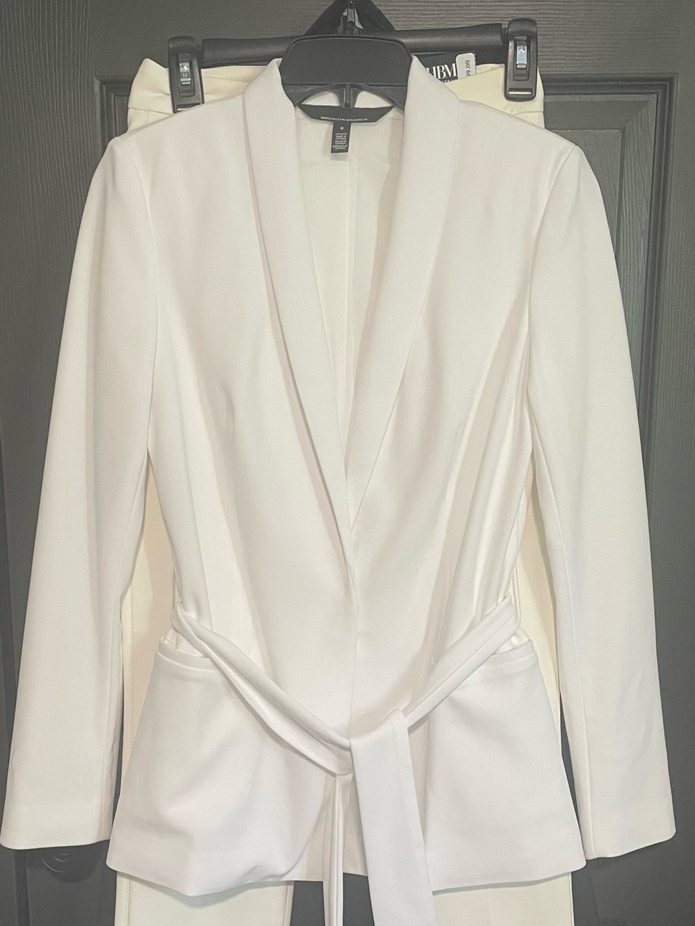 White House Black Market Women's Ivory Belted Shawl-Collar Blazer